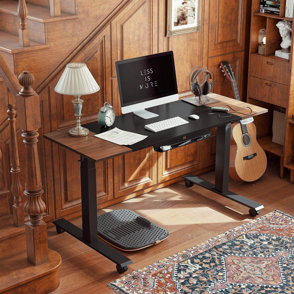 Inbox Zero Height Adjustable Electric Standing Desk With Pencil Tray